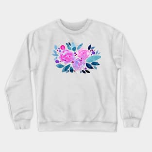 Watercolor flower bouquet - pink and teal Crewneck Sweatshirt